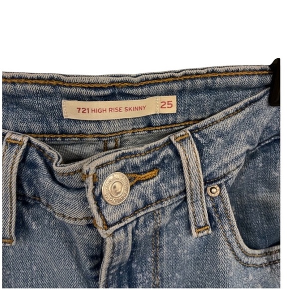 Levi’s Splattered Wash 721 High Rise Skinny Jean Size 25 - Picture 4 of 4